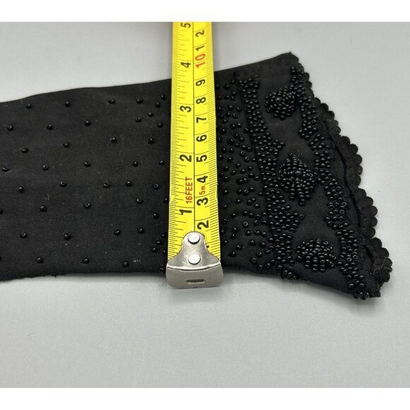 Gloves Opera Black Hand Beaded Gauntlet Scalloped Edge MCM 13.5” Long Vtg - Picture 8 of 10